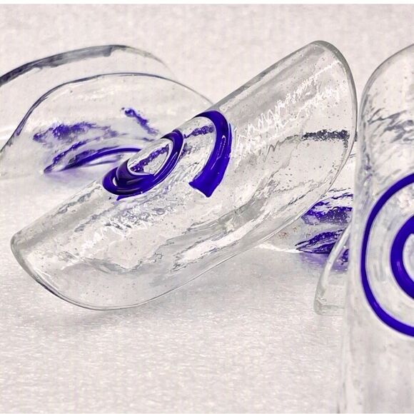 Blue Swirl Fused Blown Art Glass Napkin Sleeve Holders (8) - Picture 6 of 14